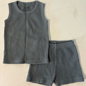 Noble Blue Waffle Tank Top and Shorts PJ Set